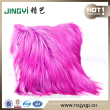 Home Decorative Long Hair Goat Skin Cushion Grey